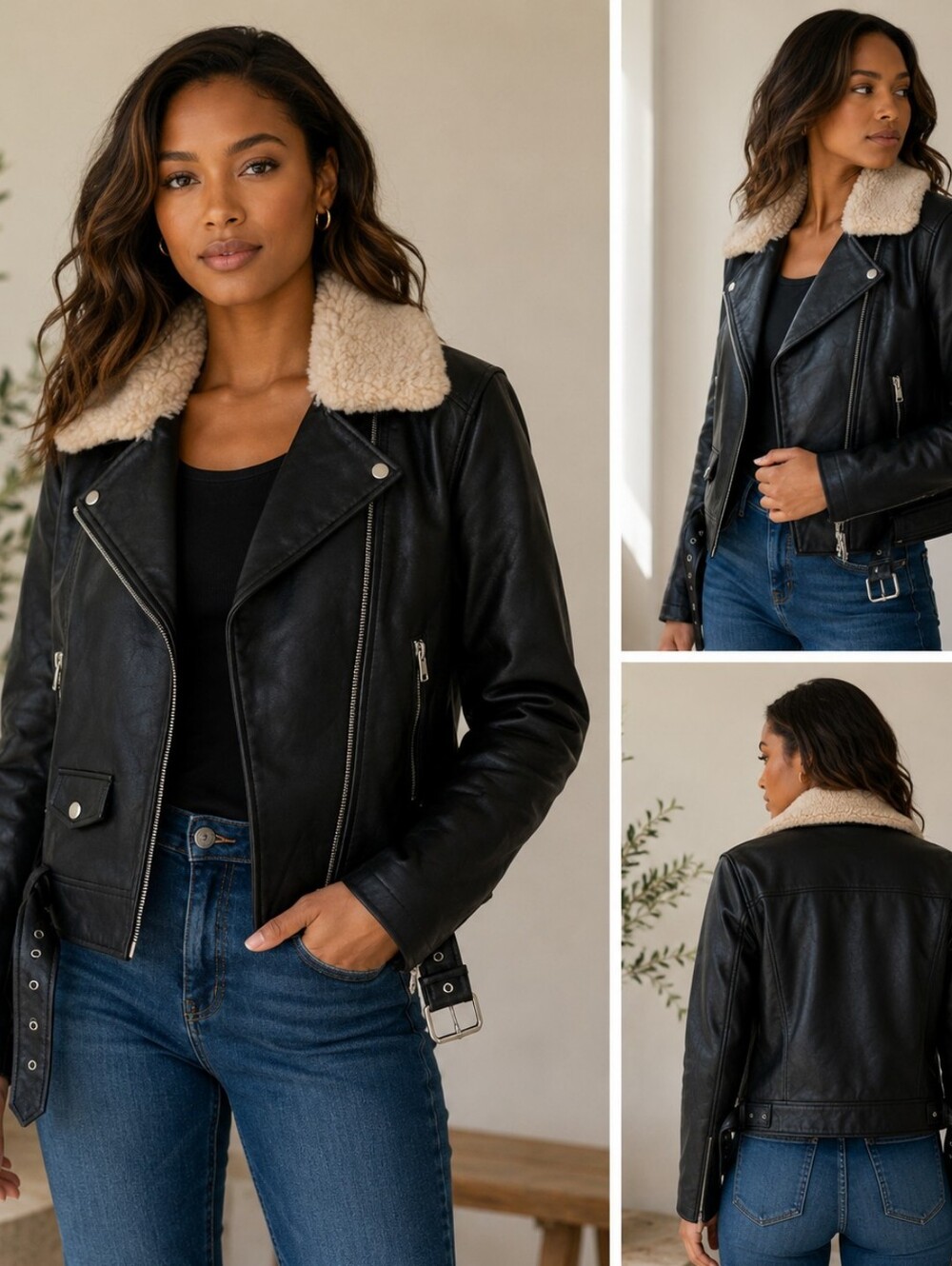 The Kooples Shearling Collar Leather Moto Jacket – NWOT –
